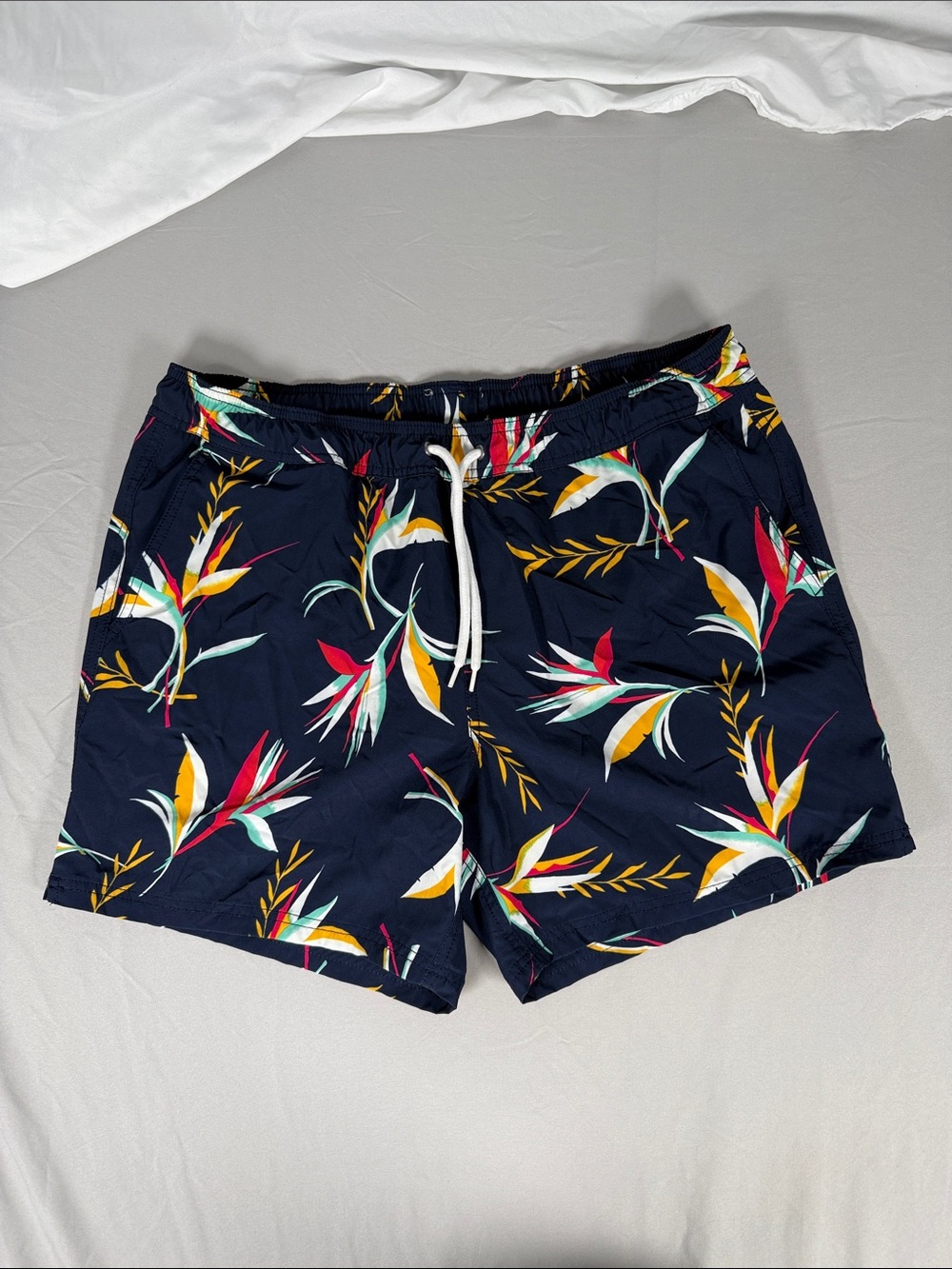J. Crew Men's Navy Floral Swim Shorts - Versatile Beach Trunks
